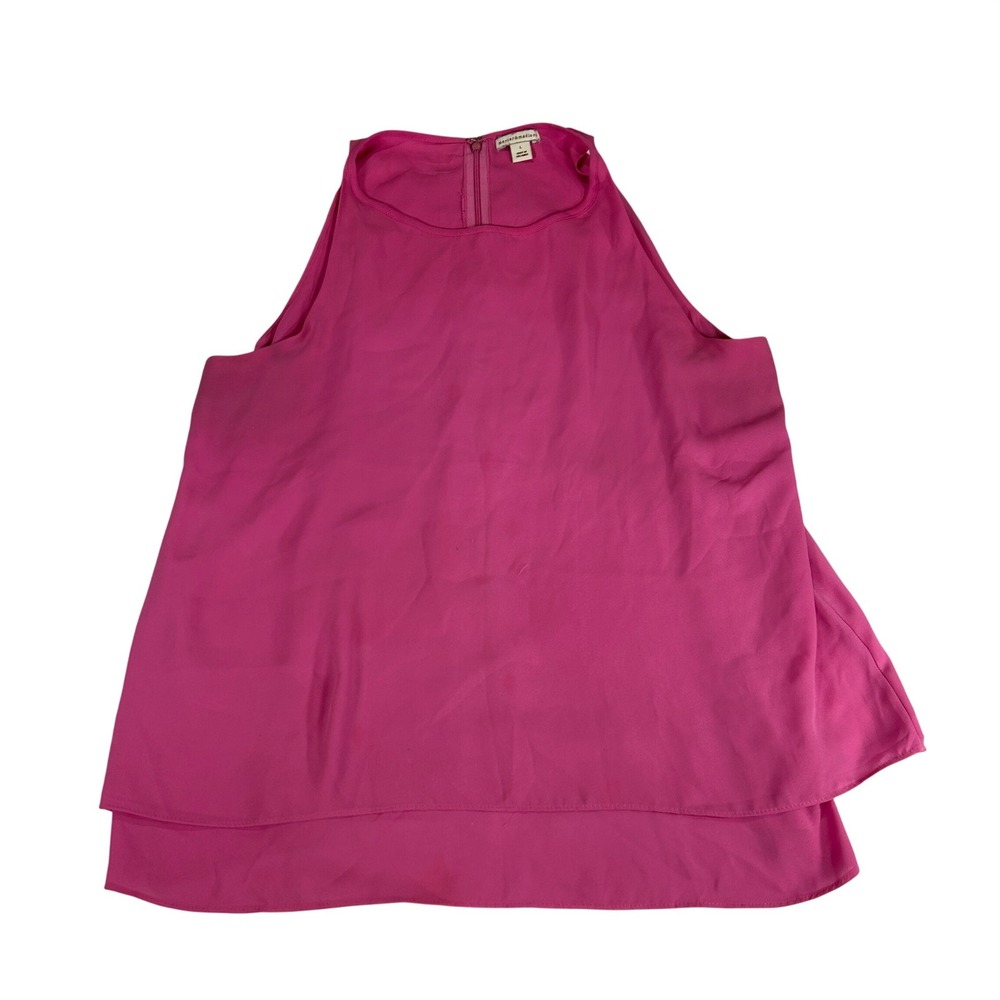 Mercer & Madison Womens Pink Halter Neck Layered Sleeveless Blouse Size L
